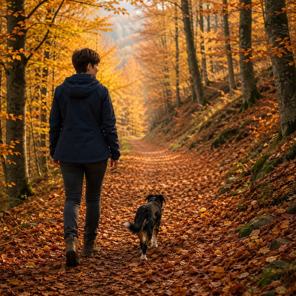 Fee und Ronja im herbstlichen Buchenwald