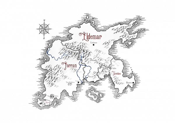 Die Landkarte von meiner Fantasy Reihe Licht und Dunkelheit