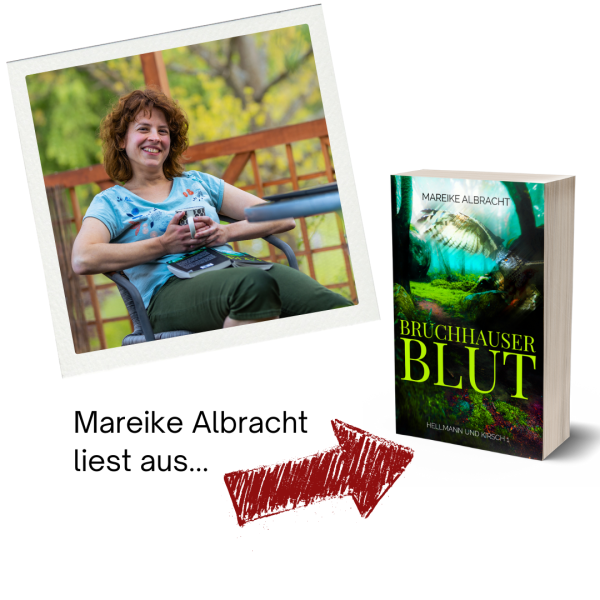 Foto Mareike Albracht und Buchcover von Bruchhauser Blut